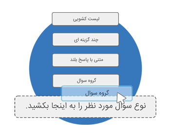 تصویر 2: پنل کاربری طراحی پرسشنامه فارسی با پرس‌لاین و امکان ساخت پرسش های طیف لیکرت، تستی و تشریحی